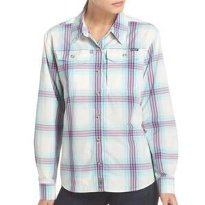 Patagonia Women’s Sun Stretch Plaid Shirt Size S Long Sleeve ButtonUp Hiking Top